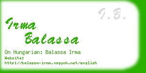 irma balassa business card